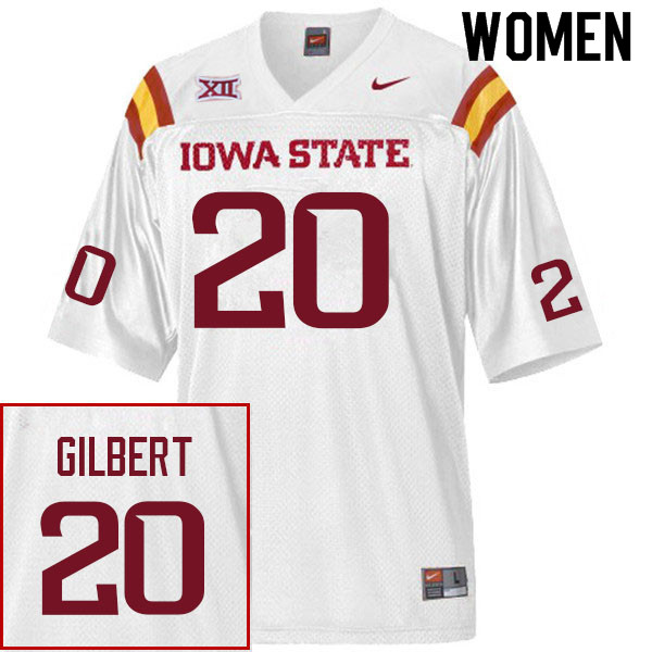 Women #20 Jace Gilbert Iowa State Cyclones College Football Jerseys Sale-White